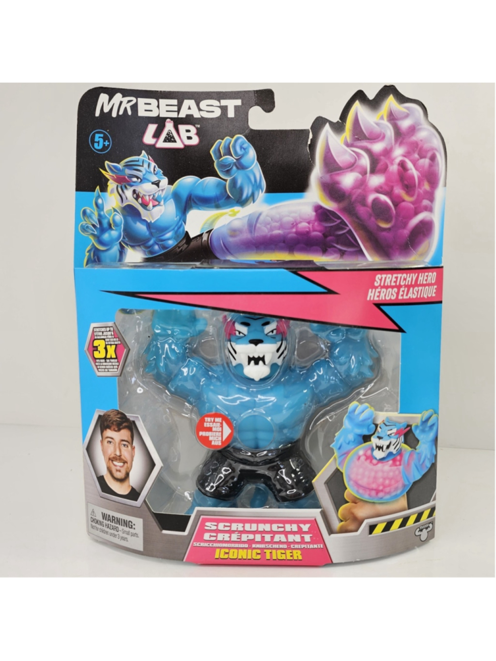 SEALED Mrbeast Lab Iconic Tiger Stretchy Hero Scrunchy Moose Toys Blue